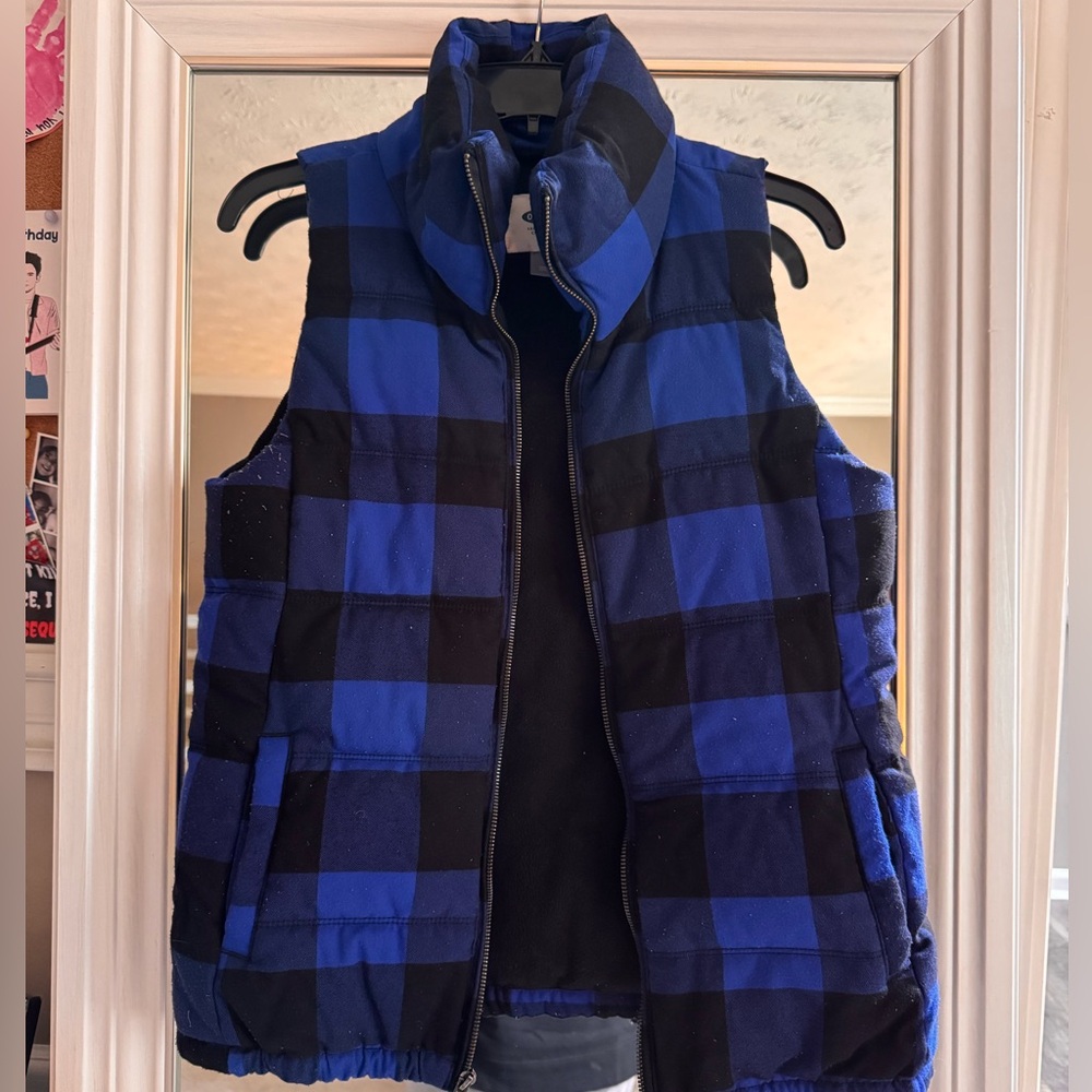Old Navy Blue Gingham Puffy Vest